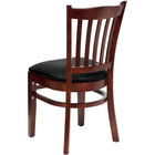 Flash Furniture HERCULES Series Vertical Slat Back Mahogany Wood Restaurant Chair - Black Vinyl Seat-Black Vinyl Upholstered Seat