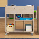 Flash Furniture Bright Beginnings Commercial Grade Double Sided Space Saving Wooden Mobile Storage Cart w/ Casters - Natural-Quick and Easy Assembly with Included Materials