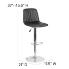 Flash Furniture Contemporary Black Vinyl Adjustable Height Barstool with Embellished Stitch Design & Chrome Base-Seat Adjusts from Counter to Bar Height