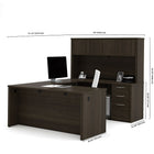 Bestar Embassy 66" U-Shaped Desk, Dark Chocolate (60857-79)-Grommets and a rubber strip are available on the station for efficient wire management