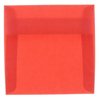 JAM Paper 6 x 6 Square Envelopes, Red Translucent Vellum, 50 Pack (PACV515I)-Primary red translucent envelope
