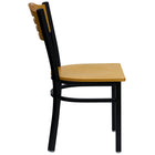 Flash Furniture HERCULES Series Black Slat Back Metal Restaurant Chair - Natural Wood Back & Seat - 2 Pack-Natural Finished Wood Seat