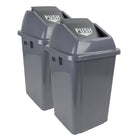 Johnny Vac Trash Garbage Bin with Push Down Lid, Grey, 2 Pack-Capacity: 60 Litres