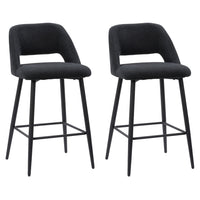 CorLiving DDW-350-B Blakeley Velvet Barstool in Black - Set of 2-Beautifully upholstered in soft luxe velvet fabric