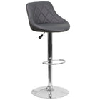 Flash Furniture Contemporary Grey Vinyl Bucket Seat Adjustable Height Barstool with Chrome Base-Low Back Design