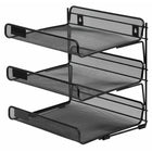 Staples Metal Mesh 3-Tier Desk Shelf - Black-Open mesh design for improved visibility and easy access