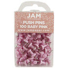 JAM Paper Push Pins, Baby Pink Pushpins, 2 Packs of 100, 200 Total (222419048a)-2 Packs of 100