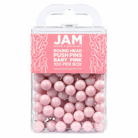 JAM Paper Colorful Push Pins - Round Head Map Thumb Tacks - Baby Pink Pastel - 100 Pack-Color: Light Baby Pink