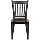 Flash Furniture HERCULES Series Black Vertical Back Metal Restaurant Chair - Walnut Wood Seat - 2 Pack-Set of 2 Metal Dining Chairs