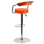 Flash Furniture Contemporary Vinyl Adjustable Height Barstools with Arms & Chrome Base - Orange - 2 Pack-Chrome Arms