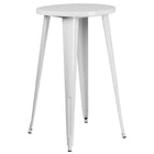 24'' Round White Metal Indoor-Outdoor Bar Table Set with 4 Square Seat Backless Barstools (CH-51080BH-4-30SQST-WH-GG)-Metal