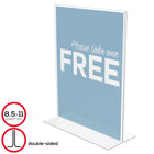 Deflecto Classic Image Double Sided Sign Holder - Portrait - 8 1/2"W x 11"H - Clear-Literature slides in from the bottom