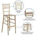 Flash Furniture HERCULES Series Gold Wood Chiavari Barstool-Gold Finish