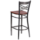 Flash Furniture HERCULES Series Clear Coated "X" Back Metal Restaurant Barstool - Cherry Wood Seat-Cherry Finished Wood Seat