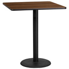 Flash Furniture 36'' Square Laminate Table Top, Walnut with 24'' Round Bar-Height Table Base (XUWA3636TR24B)-Bar Height Hospitality Table