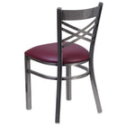 Flash Furniture HERCULES Series Clear Coated "X" Back Metal Restaurant Chair - Burgundy Vinyl Seat-Burgundy Vinyl Upholstered Seat