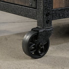 Sauder Foundry Road Mobile File Cabinet - Carbon Oak (1 Box)-Textured, powder coated metal frame and corner accents.