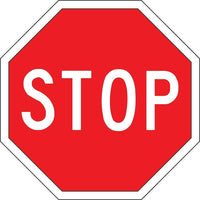 SCN Industrial Stop Traffic Sign, 24" x 24", Aluminum, English With Pictogram-Display Type Bolt-On
