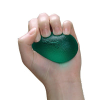 Impacto Eggsercizer Single Green Soft-Molded in the shape of an egg to fit the natural contours of the hand; can be heated to provide additional relief for arthritic and injured hands.