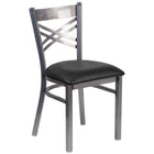 Flash Furniture HERCULES Series Clear Coated "X" Back Metal Restaurant Chair - Black Vinyl Seat-500 lb. Weight Capacity