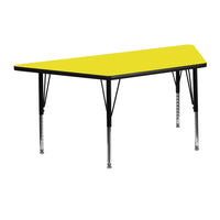 Flash Furniture 24''W x 48''L Trapezoid Activity Table with 1.25'' High Pressure Top and Adjustable Pre-School Legs, Yellow-Yellow Laminate