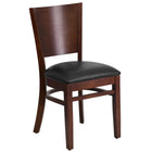 Flash Furniture Lacey Series Solid Back Walnut Wood Restaurant Chair - Black Vinyl Seat-800 lb. Weight Capacity