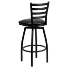 Flash Furniture HERCULES Series Black Ladder Back Swivel Metal Barstool - Black-Black Vinyl Upholstered Seat