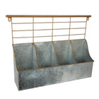 Truu Design Farmhouse Modern Collection, 4-Pocket Storage with Rack, 22 x 5.5 inches, Industrial Silver-Measurement: 22” x 15.5” in dimensions