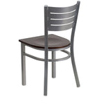 Flash Furniture HERCULES Series Silver Slat Back Metal Restaurant Chair - Walnut Wood Seat-Walnut Finished Wood Seat