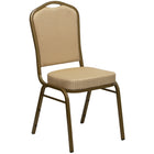 Flash Furniture HERCULES Series Crown Back Stacking Banquet Chair in Beige Patterned Fabric - Gold Frame-500 lb. Weight Capacity