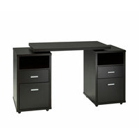 Brassex Office Desk with Expandable Side & Castors - Dark Cherry-2 storgae drawers