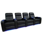 Valencia Verona Leather Air Home Theatre LED Manual Recliner, 4-Seats, Black (4-BLK-ML)-Wrapped in Premium Leather Air