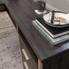 Sauder 60"W Walter Heights L-Desk - Blade Walnut-Cord management includes desktop grommets to keep the workspace organized
