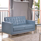 Flash Furniture HERCULES Lacey Series Contemporary Grey LeatherSoft Loveseat with Stainless Steel Frame-Button Tufted Back and Seat