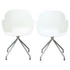Cathay Importers Eliana White Arm Chair with Chrome Legs, 2 Pack-Chrome legs