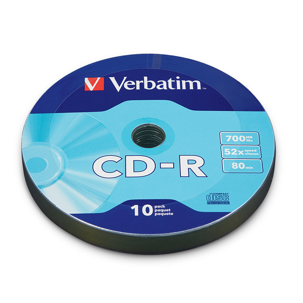 Verbatim CD-R 700MB 52X with Branded Surface - 10 Pack in PDQ