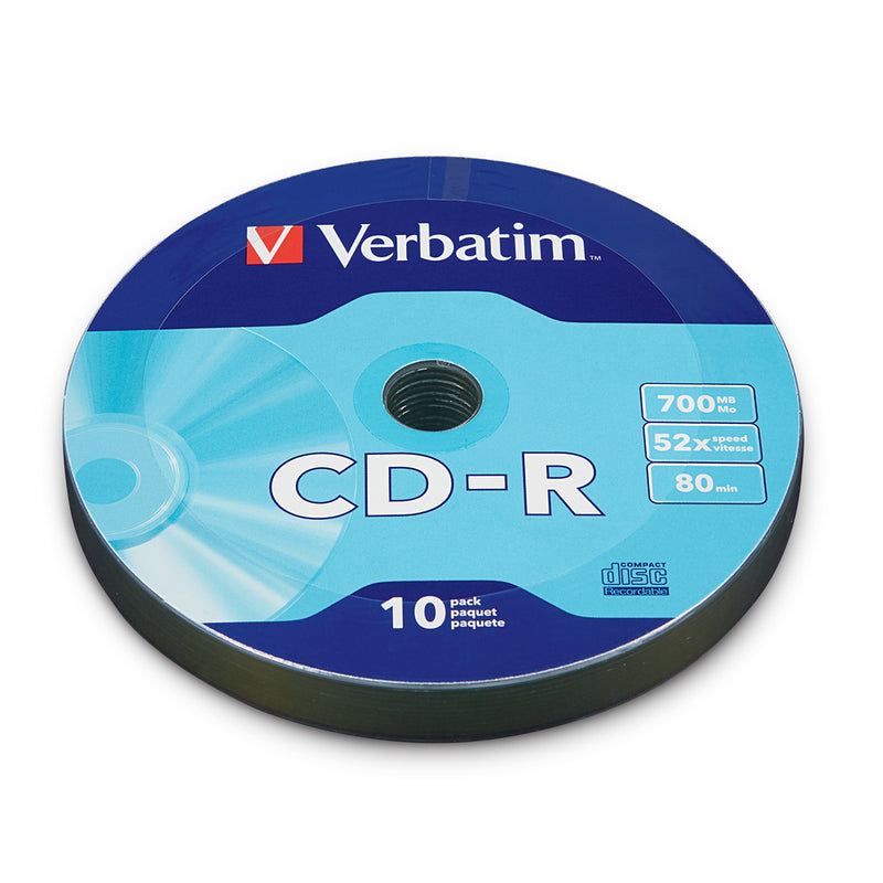 Verbatim CD-R 700MB 52X with Branded Surface - 10 Pack in PDQ