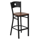 Flash Furniture HERCULES Series Black Circle Back Metal Restaurant Barstool - Cherry Wood Seat-500 lb. Weight Capacity