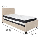 Flash Furniture Tribeca Twin Size Tufted Upholstered Platform Bed in Beige Fabric with Pocket Spring Mattress-Beige Fabric Upholstery