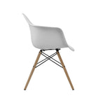 Nicer Furniture Eiffel Style Armchair with Natural Wood Legs - White - 4 Pack-Ergonomically shaped & comfortable curved seating - Great for Home, Office, Nurseries, Parties, Banquets, Bar and Cafe.