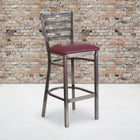Flash Furniture HERCULES Series Clear Coated Ladder Back Metal Restaurant Barstool - Burgundy Vinyl Seat-2.5'' Thick Foam Padded Seat