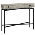 Monarch Specialties 3454 Accent Table - 42"L/Grey Reclaimed Wood/Black Console-Contemporary barn style finish in a grey reclaimed wood-look accented with round black metal pulls