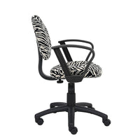 Nicer Furniture Perfect Posture Deluxe Microfiber Task Chair with Loop Arms - Zebra-Thick padded seat with built in back and lumbar support