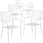 Flash Furniture Commercial Grade Indoor-Outdoor Steel Patio Arm Chair with Square Back - White-Set of 5 Outdoor Patio Chair