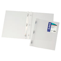 Oxford 3-Prong Fastener Translucent Poly Report Cover - Clear-Metal Fasteners hold 3-hole punched letter size paper