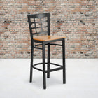 Flash Furniture HERCULES Series Black Window Back Metal Restaurant Barstool - Natural Wood Seat-.625'' Thick Plywood Seat
