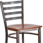 Flash Furniture HERCULES Series Clear Coated Ladder Back Metal Restaurant Barstool - Cherry Wood Seat-.625'' Thick Plywood Seat