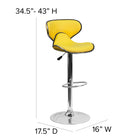 Flash Furniture Contemporary Cozy Mid-Back Yellow Vinyl Adjustable Height Barstool with Chrome Base-Seat Adjusts from Counter to Bar Height