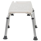 Flash Furniture HERCULES Series Adjustable Bath & Shower Chair with Non-slip Feet - White-Ergonomic Saddle Seat with drainage holes