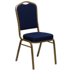 Flash Furniture HERCULES Series Crown Back Stacking Banquet Chair in Patterned Fabric - Gold Frame - Navy Blue-500 lb. Weight Capacity